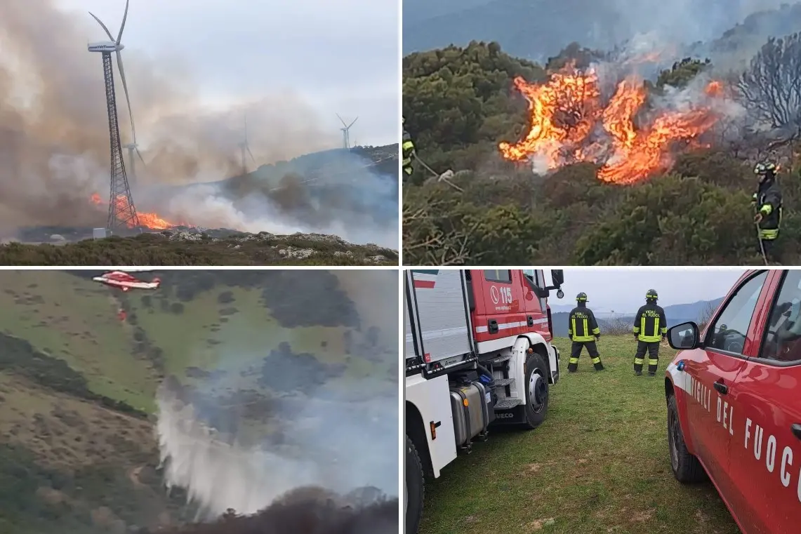 L'incendio nella zona del parco eolico tra Aggius e Bortigiadas