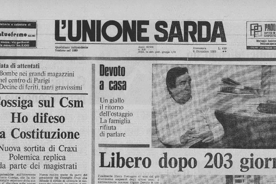 #AccaddeOggi: 7 dicembre 1985, Gigino Devoto viene liberato dopo 203 giorni di prigionia