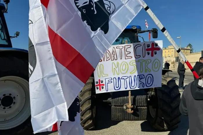 Una protesta dei trattori in Sardegna (Ansa)