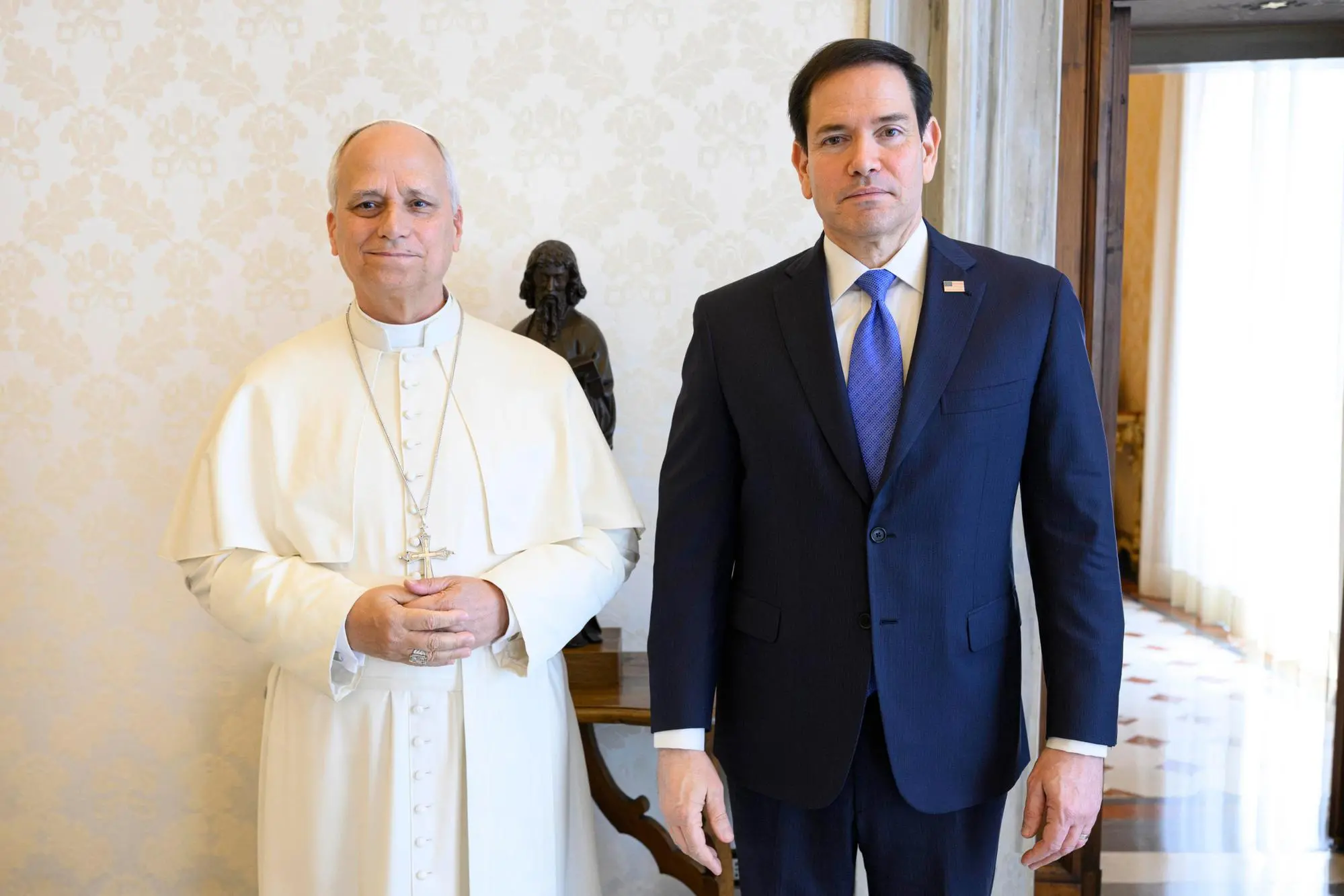 Marco Rubio con Papa Leone (Ansa-Vatican Media)