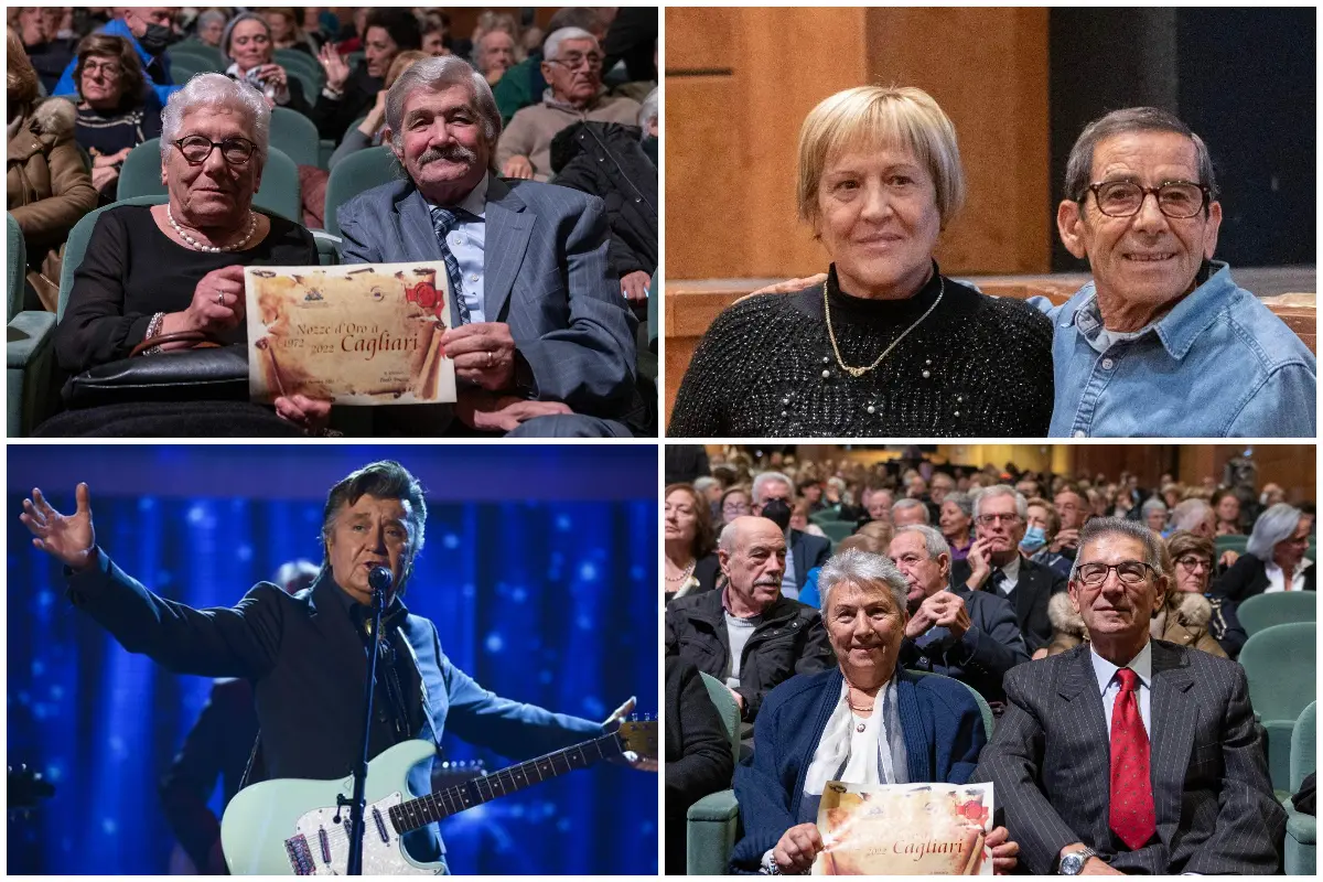 Dall'alto in senso orario: Rita Pino e Mario Sannia; Greca Miliddi e Pierpaolo Marcia; Rossana Manca e Tonino Contini  (Foto S.Anedda); Bobby Solo (Ansa)