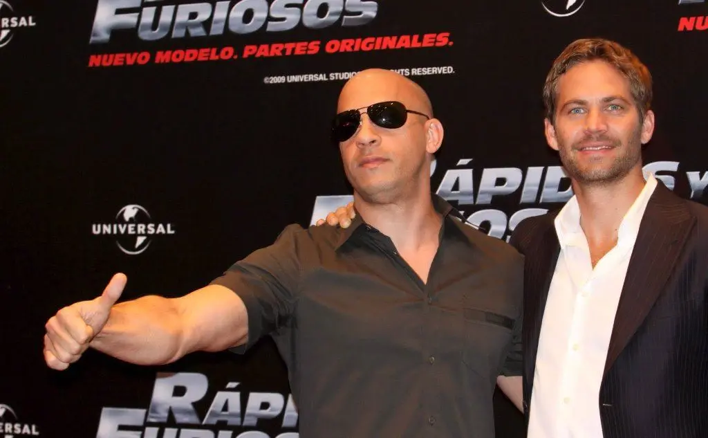 Walker insieme a Vin Diesel durante la presentazione di &quot;Fast and Furious&quot;