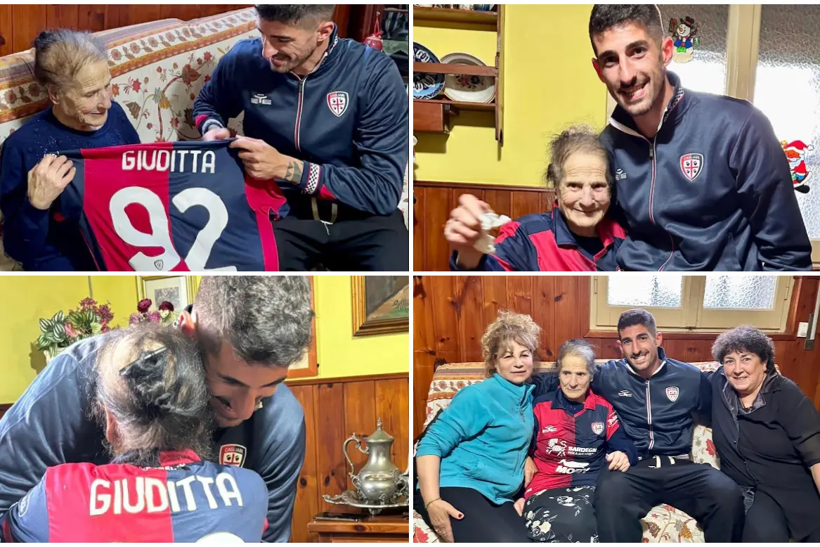 Alcuni momenti dell'incontro fra nonna Giuditta e Alessandro Deiola (foto Onano)