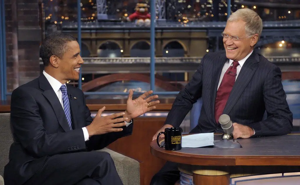 Il presidente americano Barack Obama ospite al David Letterman Show