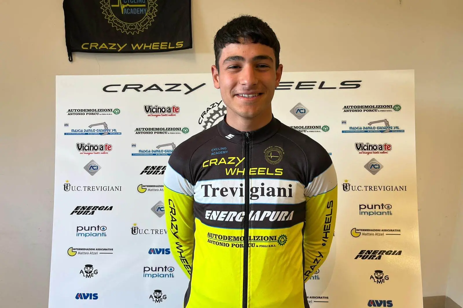 Daniele Mereu, 18 anni, corridore della Crazy Wheels Cycling Academy (foto concessa da Luca Massa, presidente della squadra)