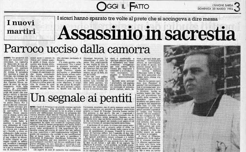 Il delitto a Casal di Principe, nel Casertano (da L'Unione Sarda)