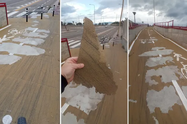Il manto sfaldato del ponte ciclopedonale
