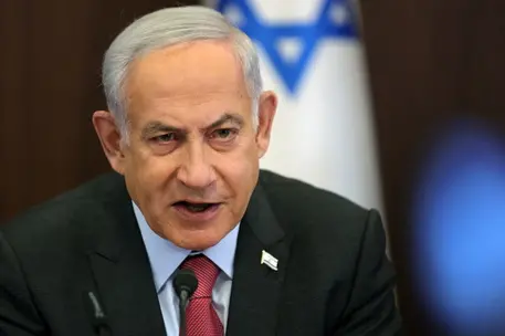 epa10531469 Israeli Prime Minister Benjamin Netanyahu attends a weekly cabinet meeting in the prime minister's office in Jerusalem, 19 March 2023. Nationwide protests against the government's judicial reform plans are being held for eleven weeks in a row. Israel's parliament passed a draft law limiting the power of the Israeli Supreme Court in a first reading on 14 March. EPA/ABIR SULTAN / POOL