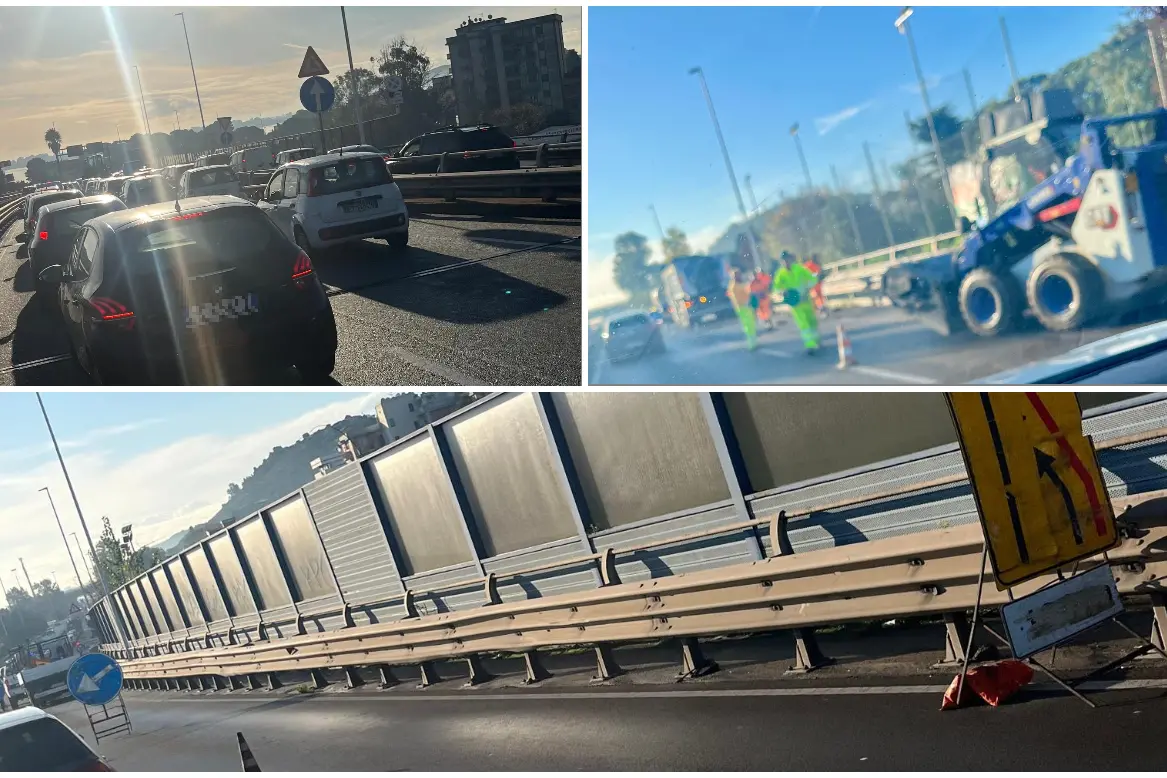 Lavori e caos traffico sull'Asse Mediano a Cagliari