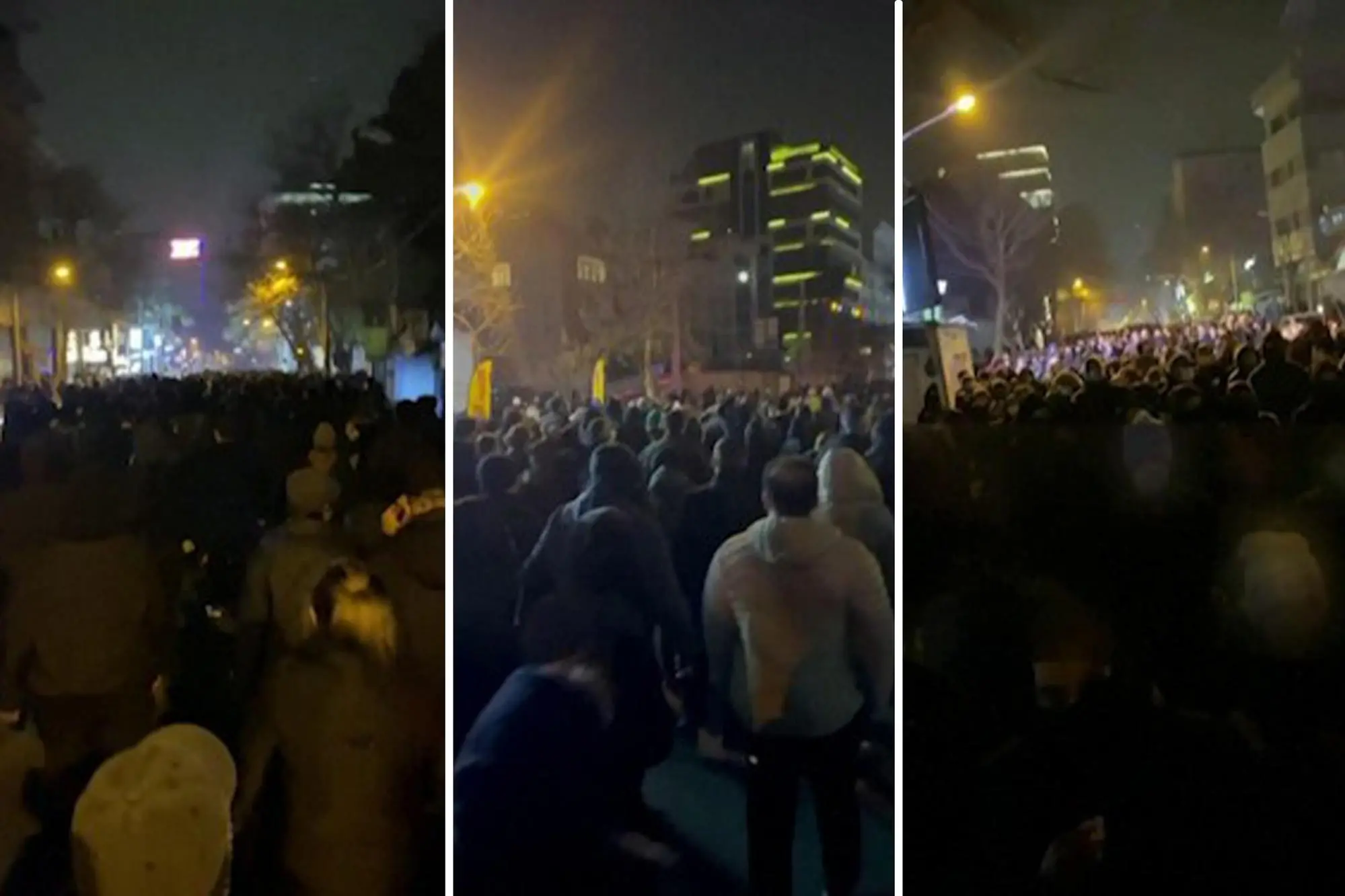 UGC images posted on social media and verified by AFPTV teams in Paris on Saturday 10 January 2026, show a protesters walking on Pasdaran Avenue in Tehran, Iran on the evening of 9 January 2026, chanting: "Oh, Shah of the faithful ones, return to Iran, the turban-wearers have screwed Iran". UGC IMAGES - vertical NO ARCHIVE ++ANSA - FOTO DA UTILIZZARE SOLTANTO OGGI PER ILLUSTRARE LA NOTIZIA DEL TITOLO. LA FOTO NON PUO' ESSERE VENDUTA, NE' ARCHIVIATA, NE' UTILIZZATA PER ALTRE NOTIZIE+++ (NPK)
