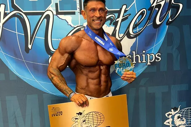 Giampietro Muzzu dopo la vittoria (Onano).