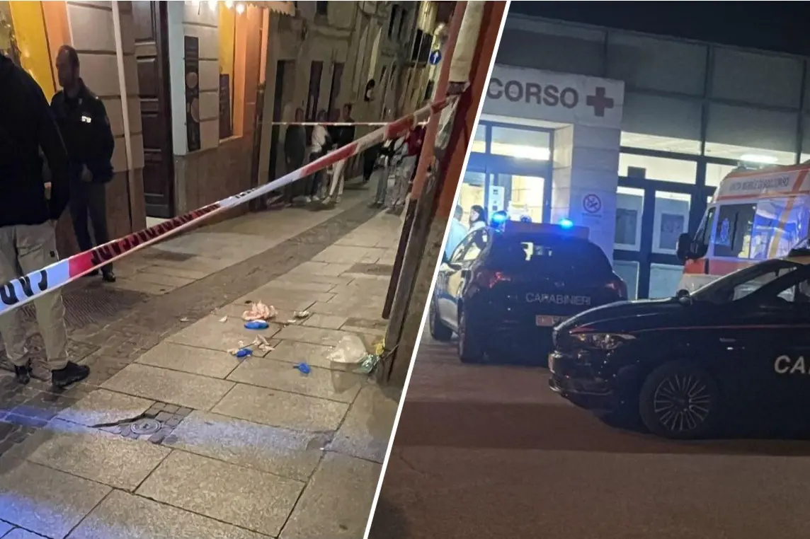 Il luogo dell'accoltellamento e i carabinieri al Brotzu