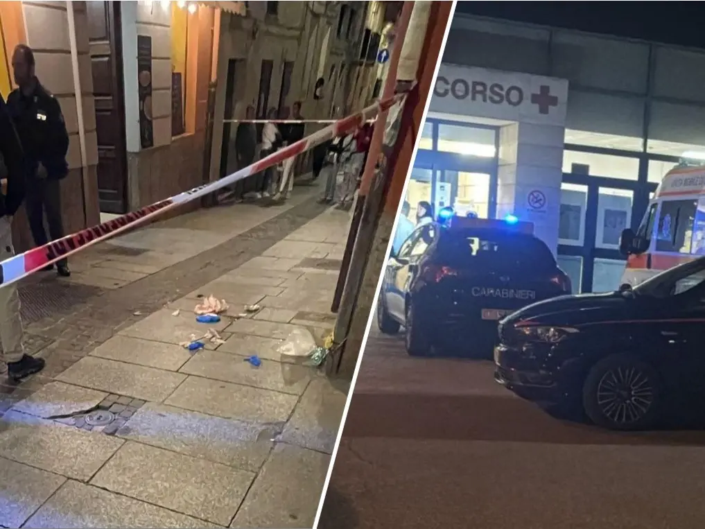 Il luogo dell'accoltellamento e i carabinieri al Brotzu