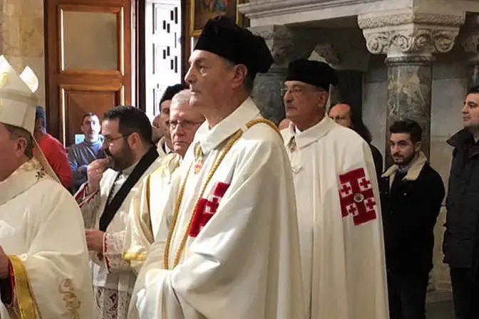 Marco Cantori durante la messa di insediamento
