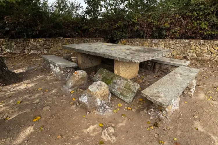 Le panchine spaccate nel parco di Olmedo (foto concessa)