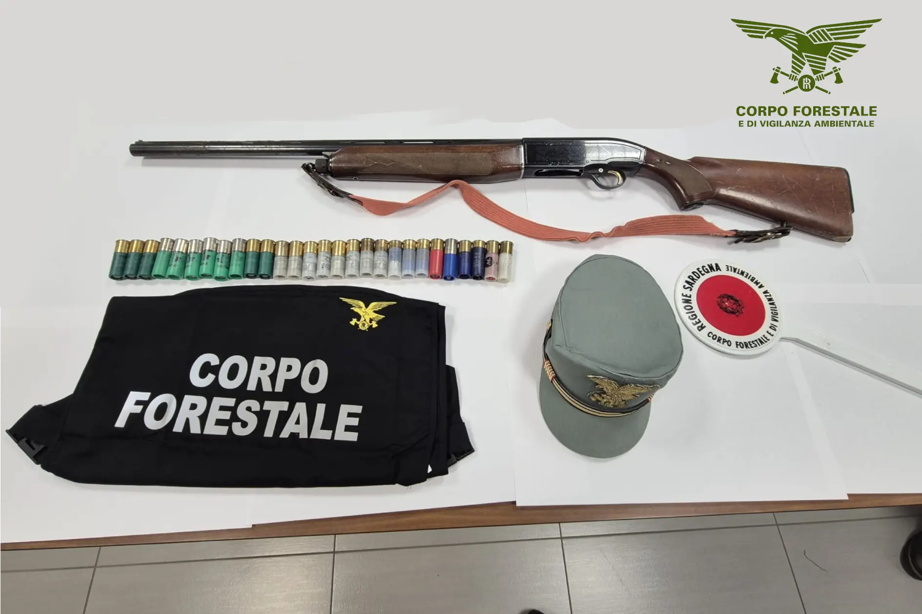 Il fucile sequestrato a Olmedo (Foto Forestale)