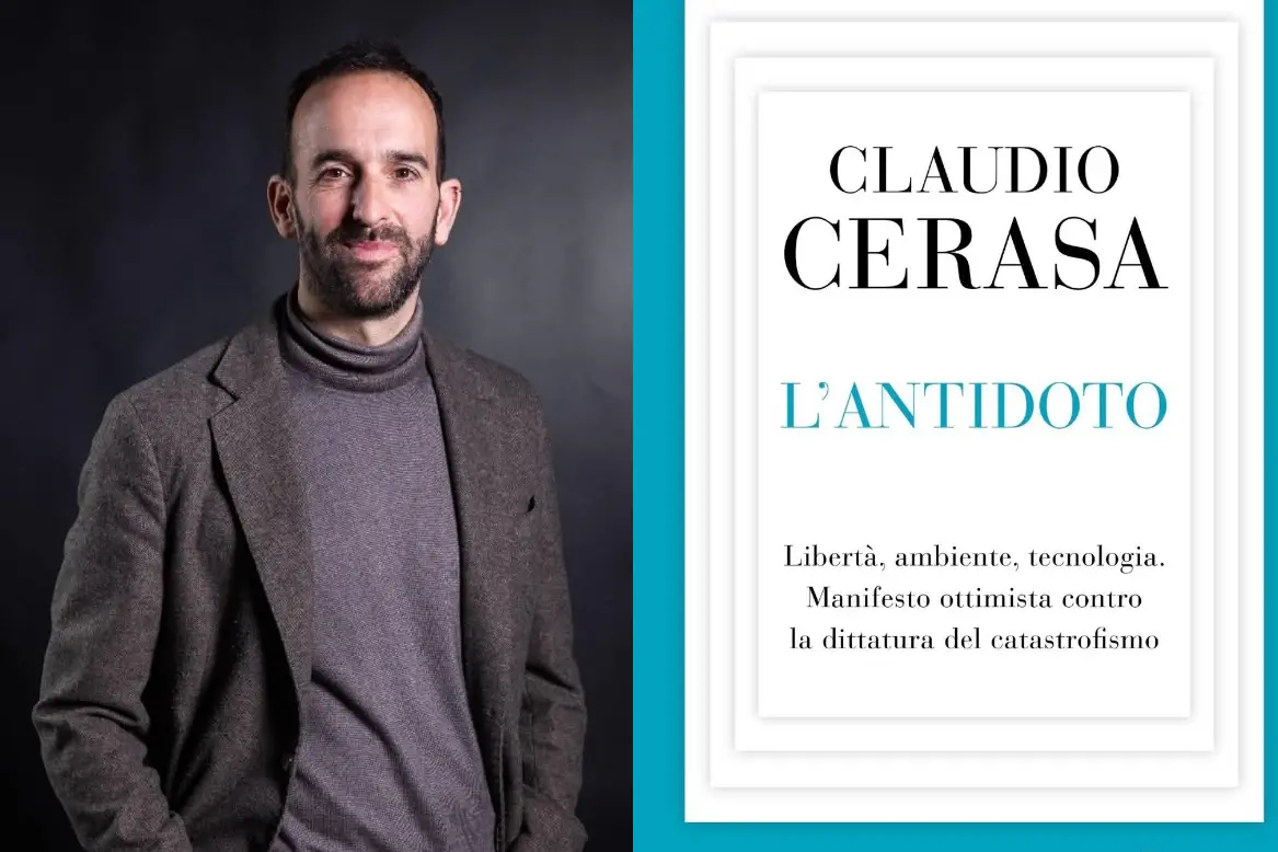 A sinistra Claudio Cerasa, a destra la copertina del suo libro