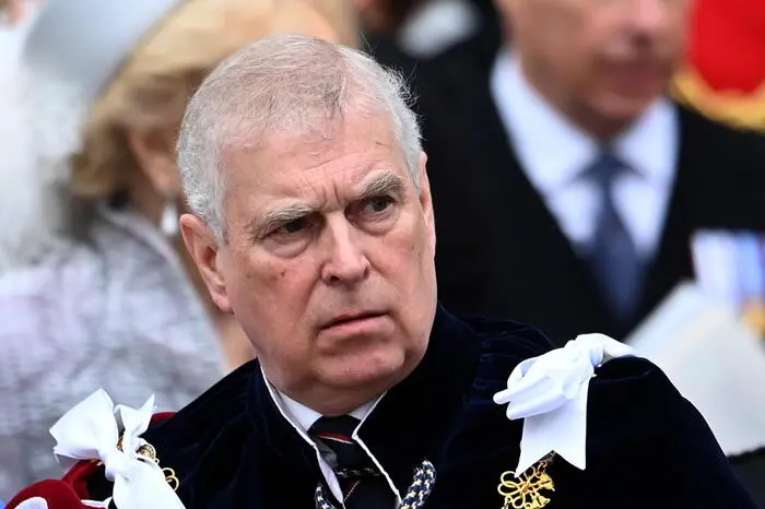 epa10611922 Britain's Prince Andrew, the Duke of York, departs after the Coronation of Britain's King Charles III and Queen Camilla at Westminster Abbey, London, Britain, 06 May 2023. Coronations of British Kings and Queens have taken place at Westminster Abbey for the last 900 years. The service was attended by around 100 heads of state from around the world. EPA/Andy Rain