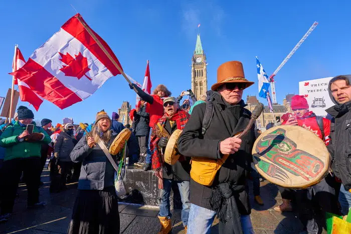 Proteste a Ottawa (foto Ansa/Epa)