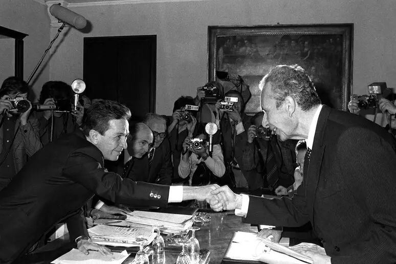 Enrico Berlinguer e Aldo Moro (Ansa)
