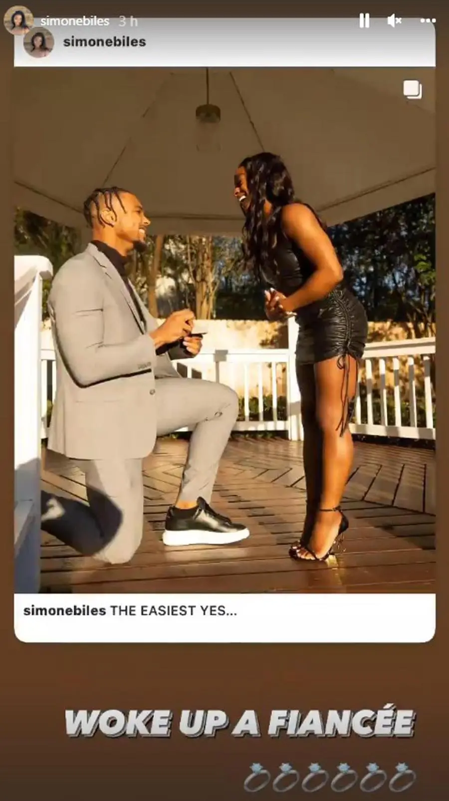 Il post con cui la ginnasta annuncia il suo matrimonio con il fidanzato (foto Instagram)