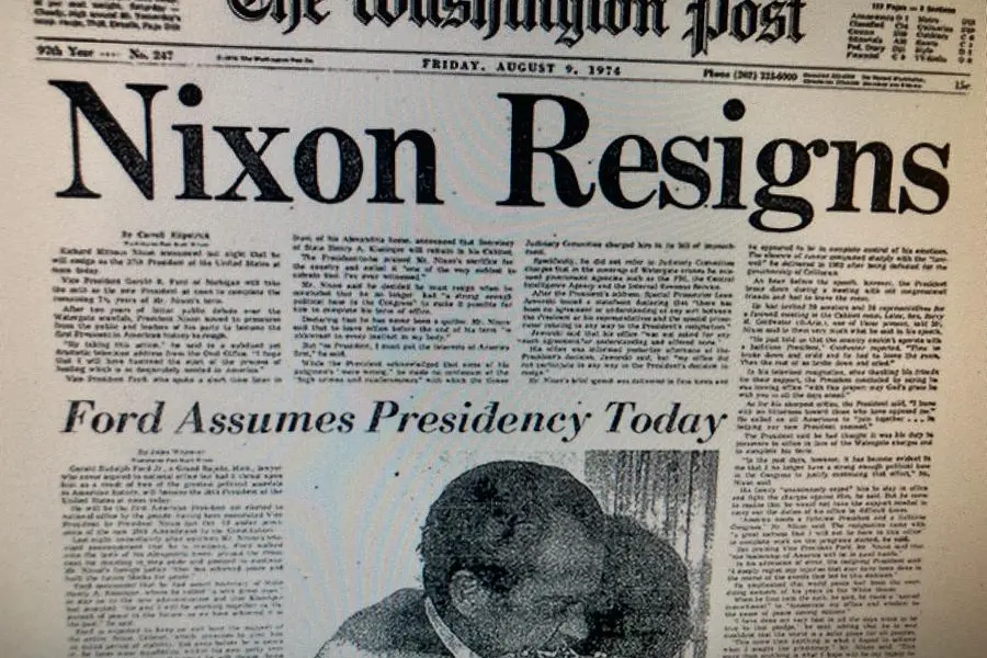 La notizia delle dimissioni di Nixon sul Washington Post