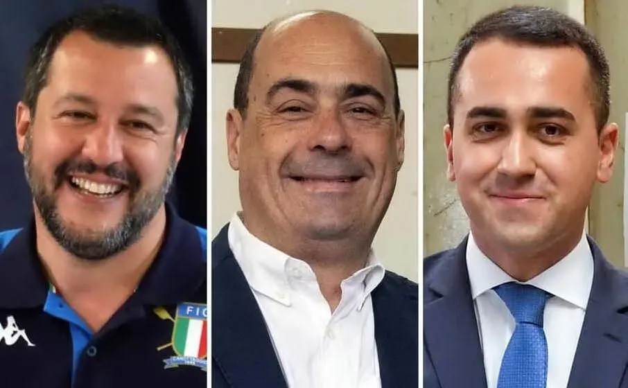 Salvini, Zingaretti e Di Maio (archivio L'Unione Sarda)