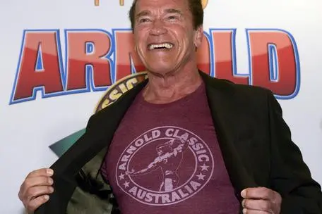 epa04660075 US actor, bodybuilder and ex California governor Arnold Schwarzenegger speaks to media during a press conference for his body building and multi sports competition, the inaugural Australian version of the Arnold Classic, in Melbourne, Australia, 13 March 2015. EPA/TRACEY NEARMY AUSTRALIA AND NEW ZEALAND OUT