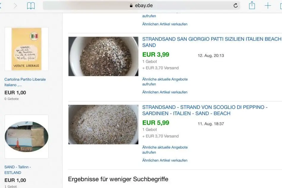 La sabbia in vendita sul web