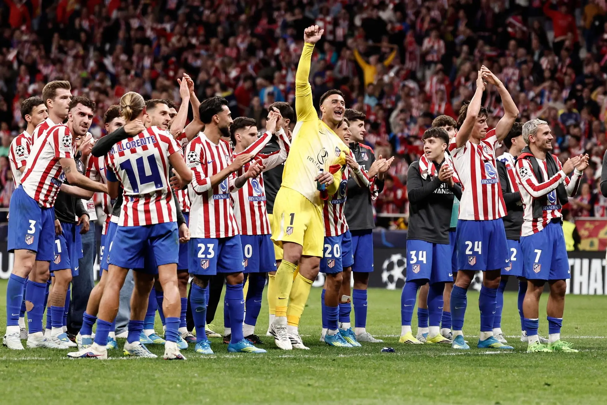 Champions: Psg e Atletico in semifinale, per Liverpool e Barça niente rimonta L'Atletico Madrid dopo la vittoria contro il Barcellona (foto Ansa/Epa)