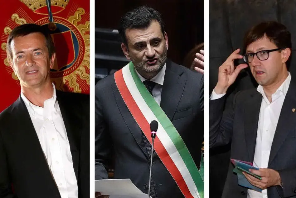 Da sinistra: Gori, Decaro e Nardella (Ansa)