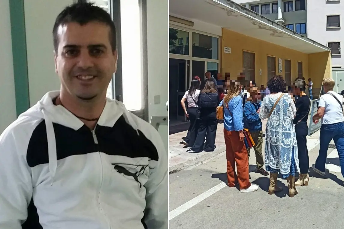 Parenti e amici di Mariano Peddio in attesa fuori dall'ospedale Santissima Annunziata