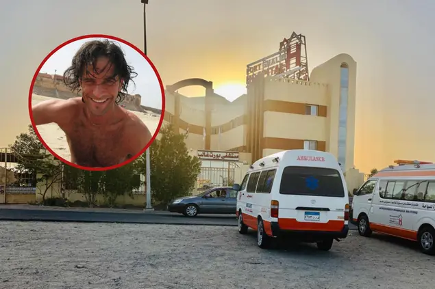 Nel tondo, la vittima dell'attacco dello squalo: Gianluca Di Gioia (Ansa)