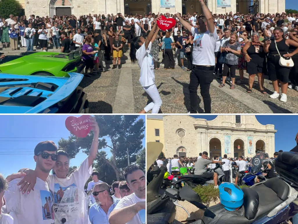 Cagliari, folla a Bonaria per l’addio a “Gabri e Fili”: i genitori di una vittima ballano e piangono sul sagrato - <a href=&q