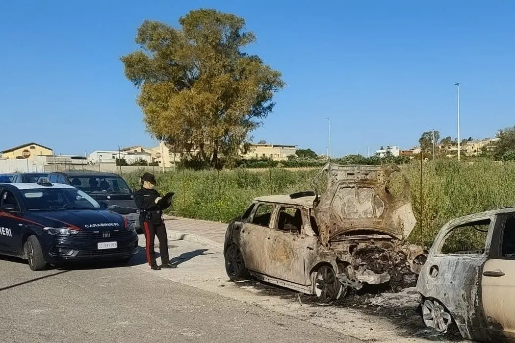 Due delle auto distrutte dalle fiamme