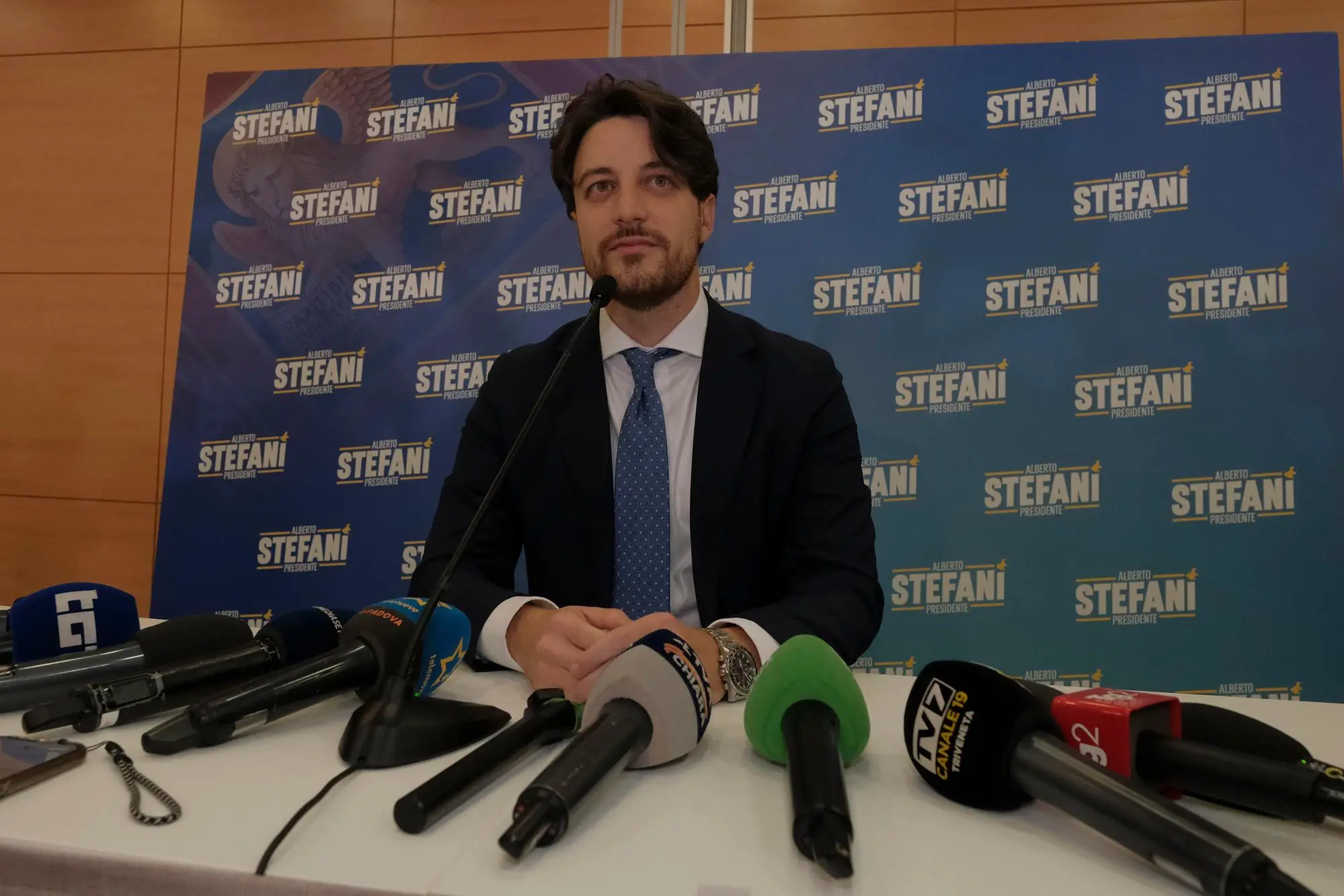 Il nuovo governatore del Veneto, Alberto Stefani (foto Ansa)