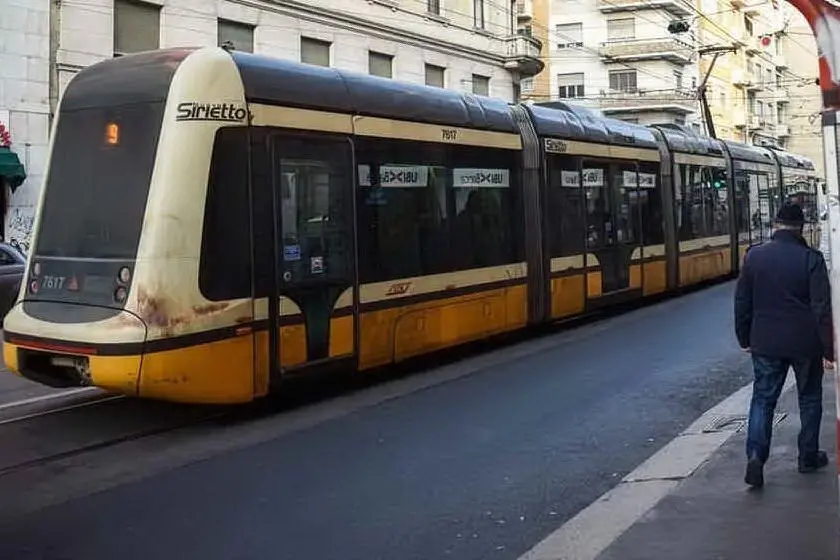 Un tram a Milano (Archivio L'Unione Sarda)