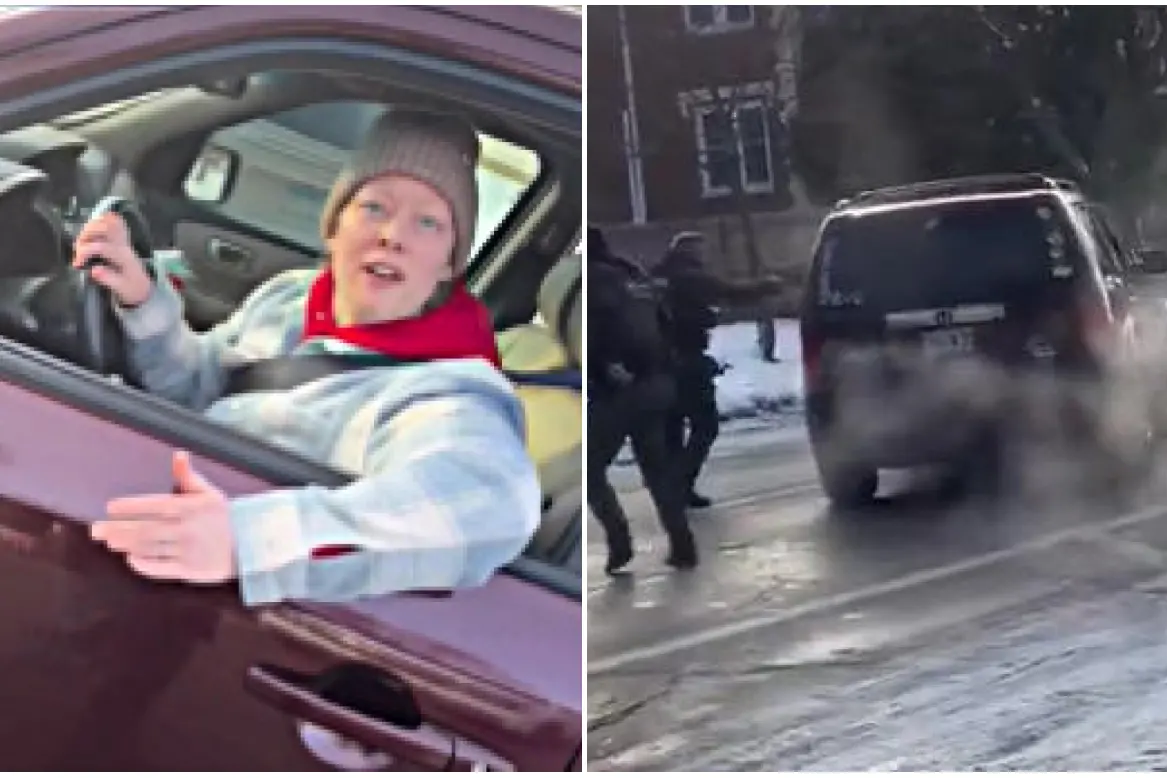 Due frame del video della bodycam dell'agente (dai social)