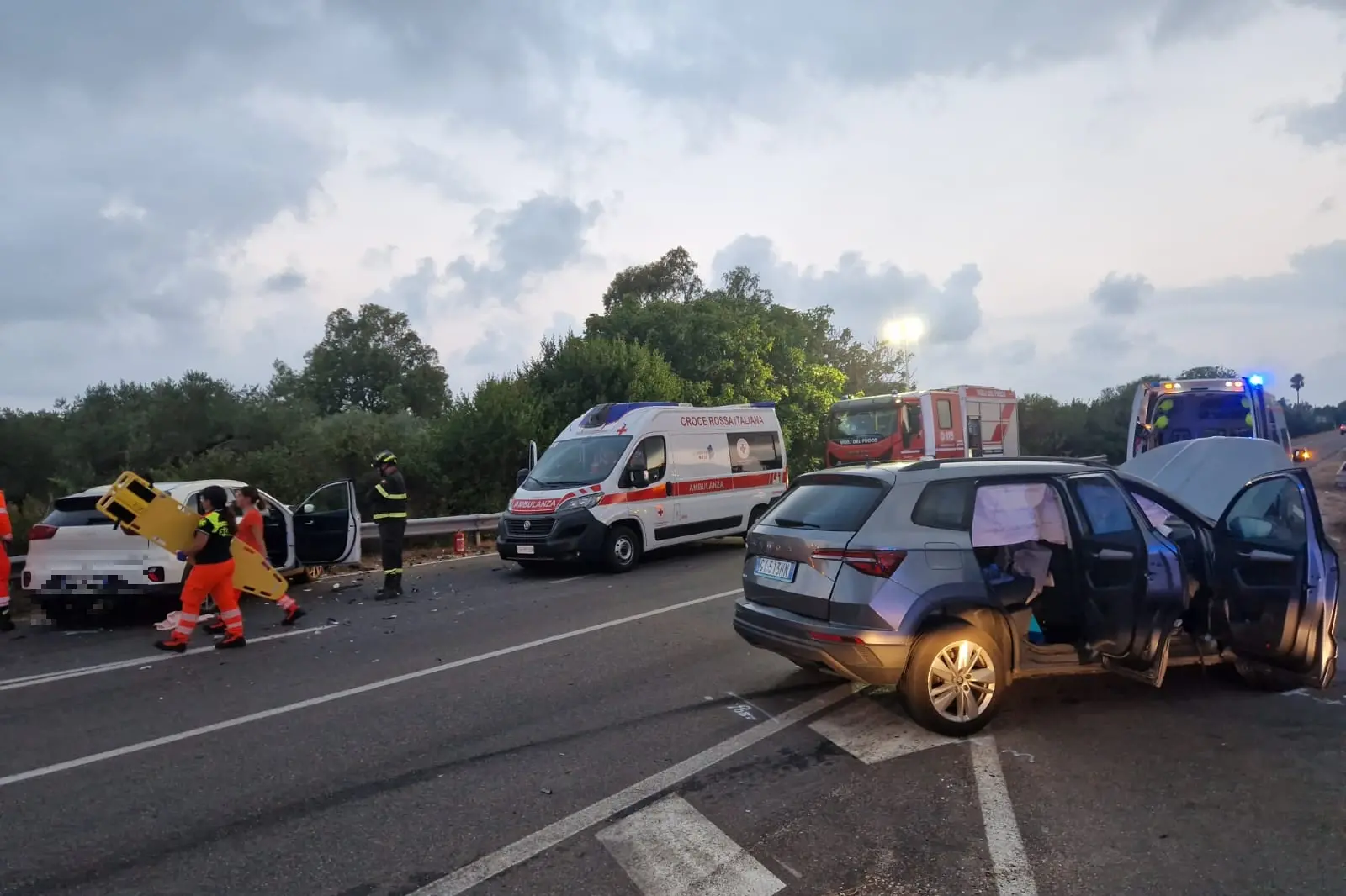 L'incidente a Narbolia (foto Pinna)