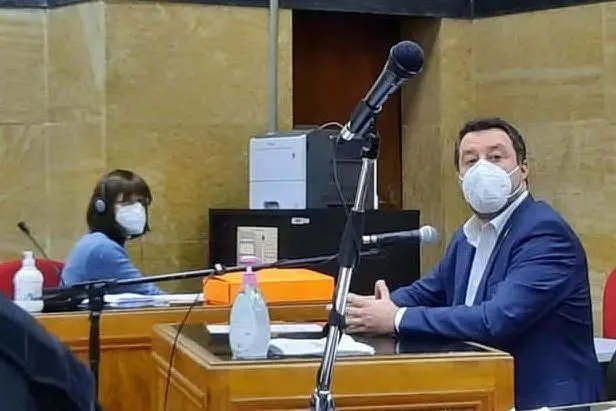 Matteo Salvini in aula (Ansa)