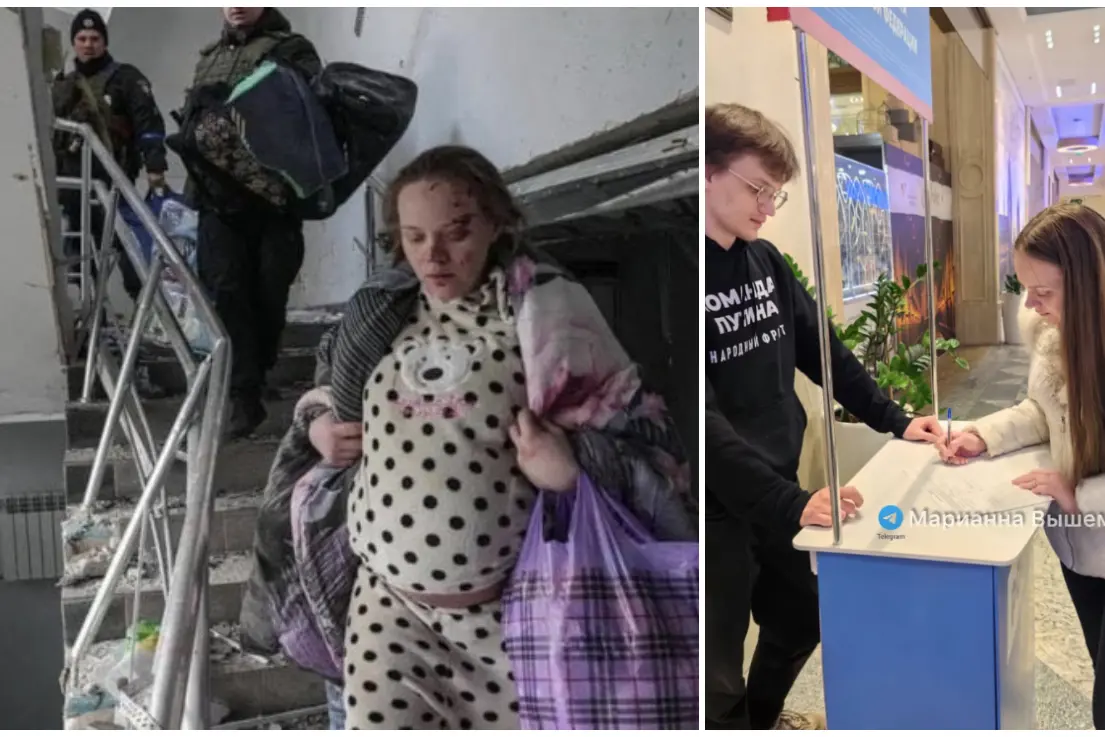 Marianna che fugge dall'ospedale bombardato e Marianna che firma a sostegno di Putin