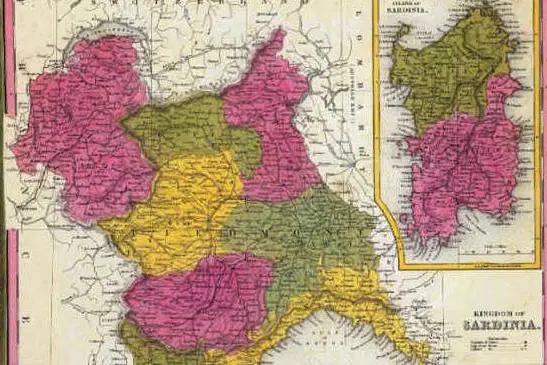 Una cartina d'epoca del regno di Sardegna (foto da wikipedia)