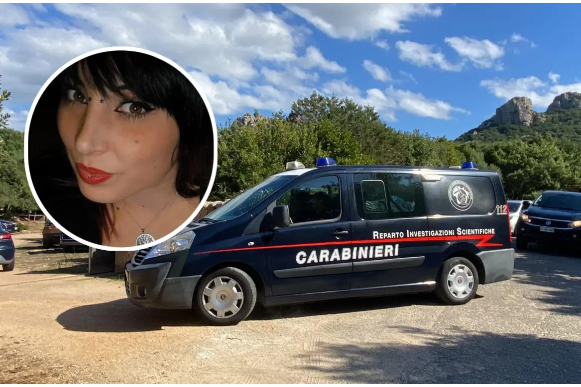 I carabinieri del Ris a Conca Entosa (foto L'Unione Sarda), nel riquadro Cinzia Pinna