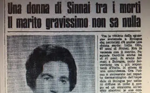 Lidia Olla, 67 anni,originaria di Sinnai e residente a Cagliari.Era tra le vittime della strage. La sua foto sulla prima pagina dell'Unione Sarda del 4 agosto 1980