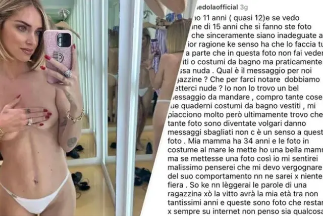 Ferragni's selfie and Giulia Dedola's comment