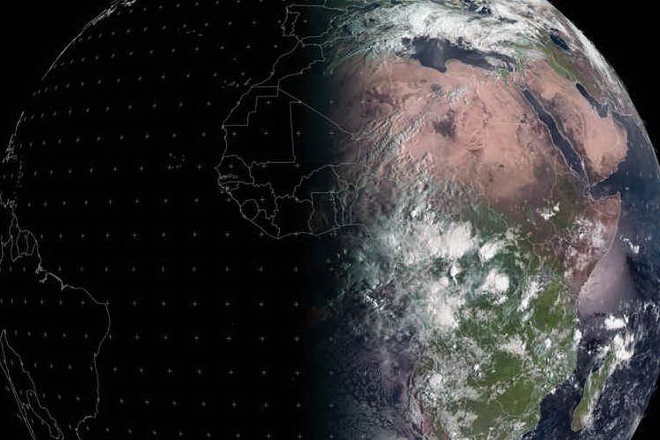L'immagine ripresa dal satellite europeo Meteosat (Copyright 2021 © EUMETSAT)