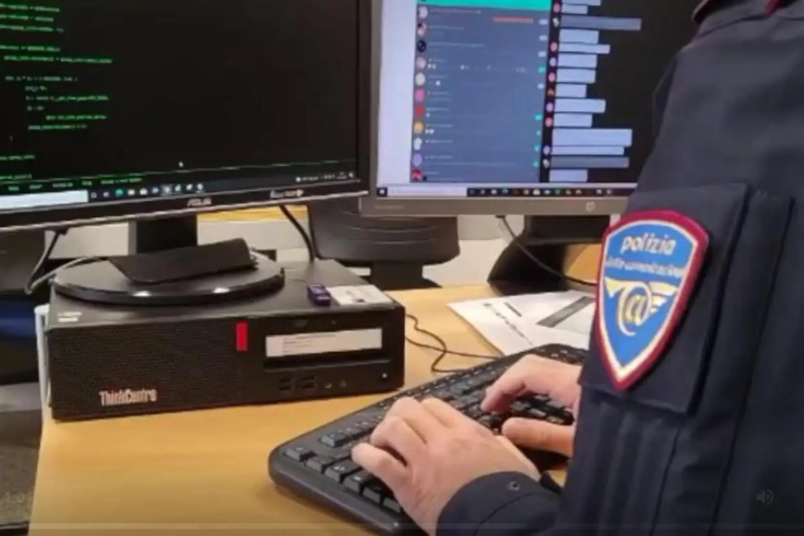 Un fermo fermo immagine tratto da un video mostra un momento dell'operazione 'meet up' diretta dalla procura di Torino che ha portato all'arresto, tra gli altri, del direttore della Caritas diocesana di Benevento, Don Nicola De Blasio. Con il prete sono stati arrestati anche un tecnico informatico 37enne residente in Piemonte e il creatore di un canale a pagamento che, sfruttando una nota piattaforma di messaggistica, veniva utilizzata per diffondere il materiale, 12 novembre 2021. ANSA/ UFFICIO STAMPA POLIZIA ++HO - NO SALES EDITORIAL USE ONLY++