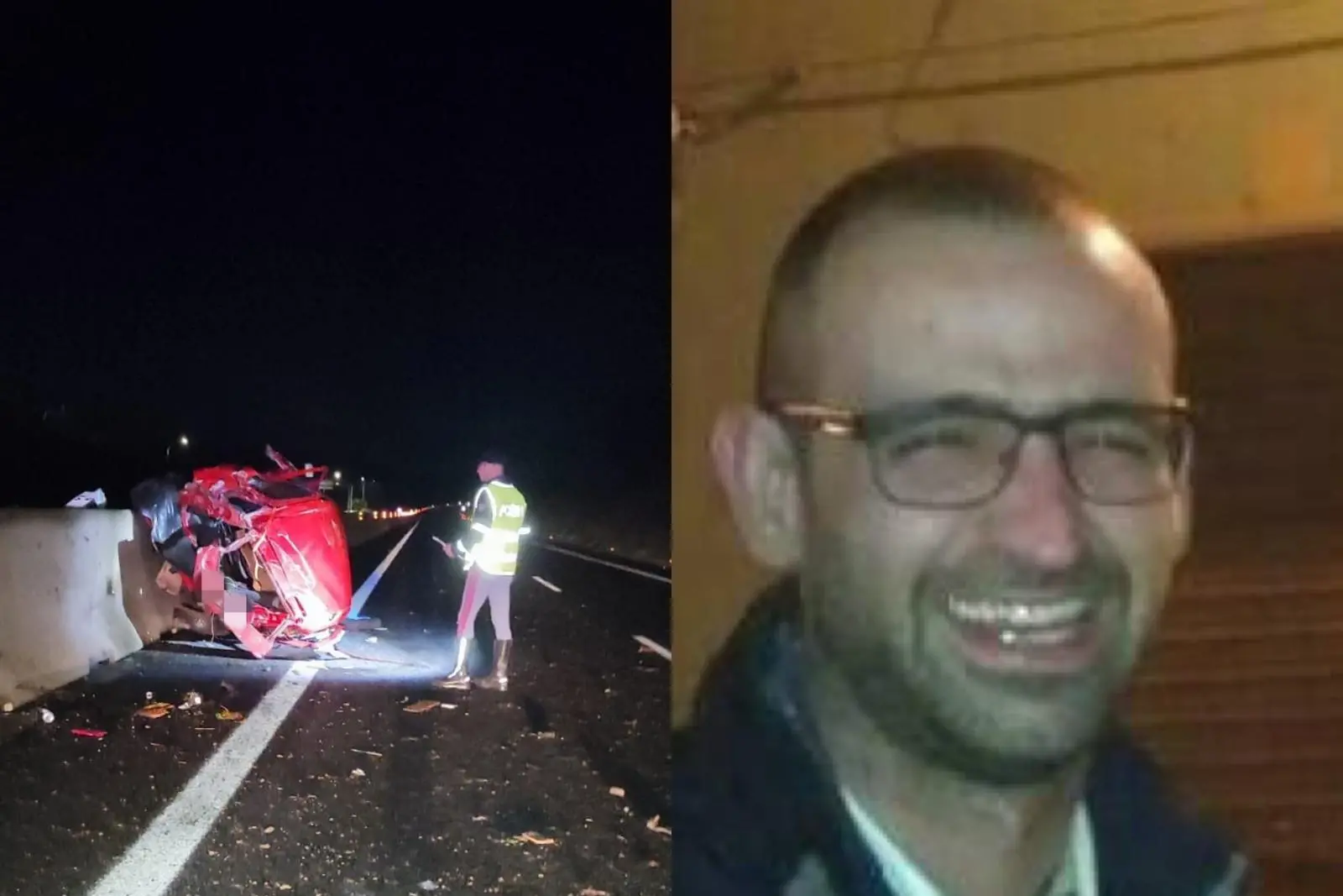 Il luogo dell'incidente e la vittima Ciriaco Meloni, 44 anni (Foto E. Floris)