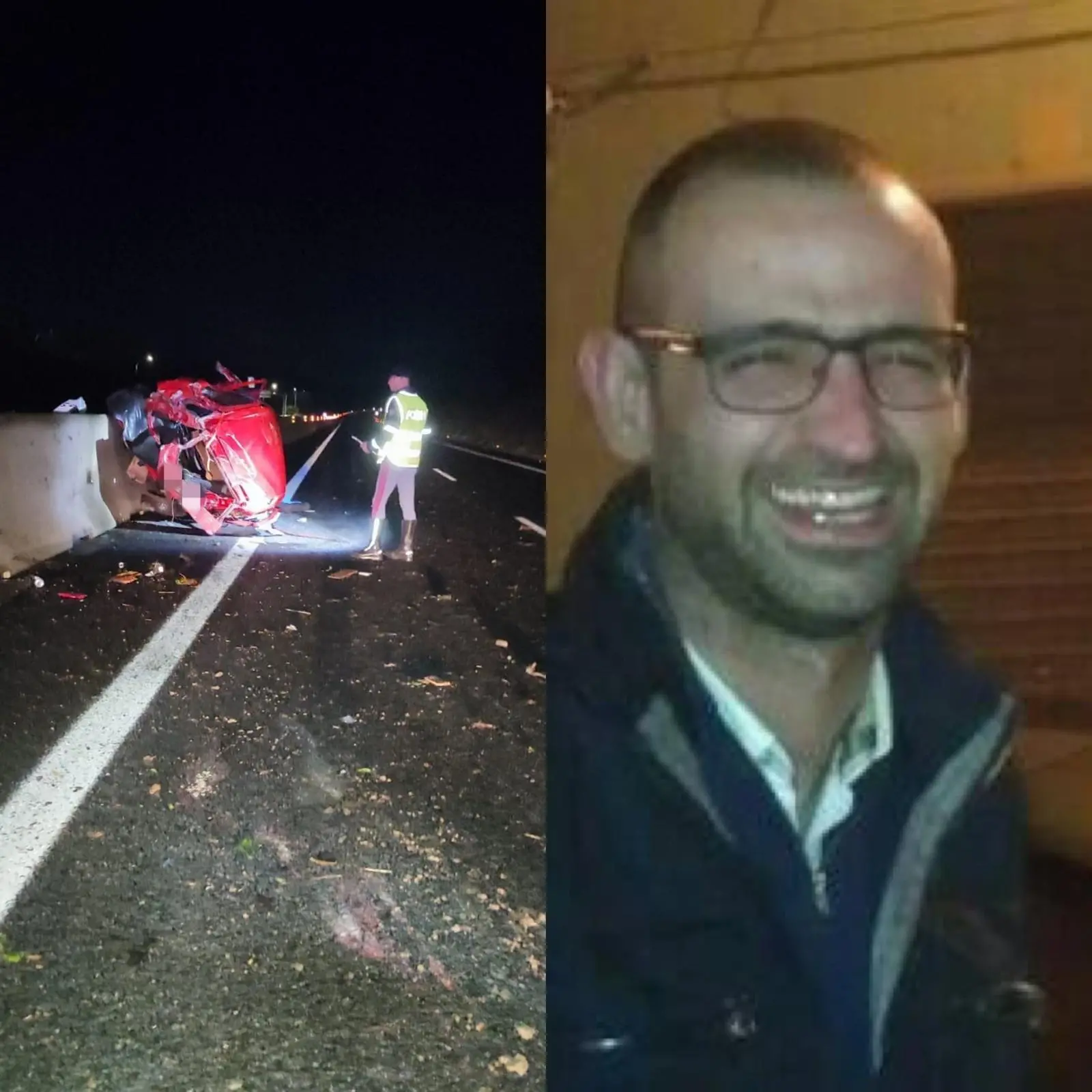 Il luogo dell'incidente e la vittima Ciriaco Meloni, 44 anni (Foto E. Floris)