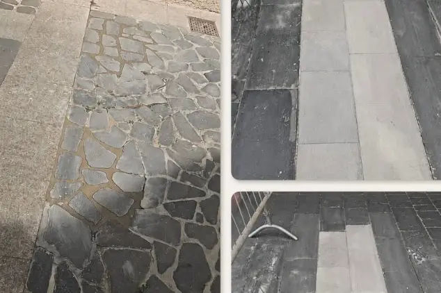 La nuova pavimentazione in via Umberto I (foto concessa)